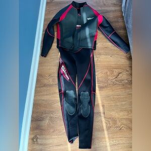 Warm Black and Red Wetsuit
